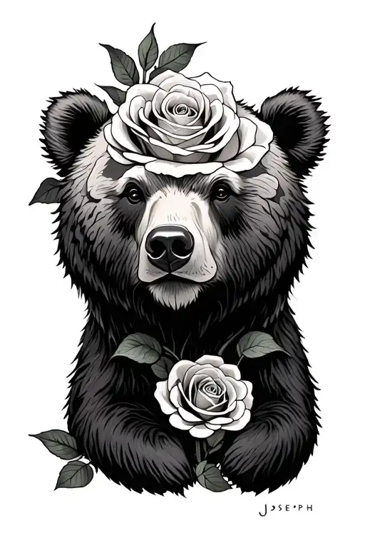 Rose With Bear Joseph In Stem