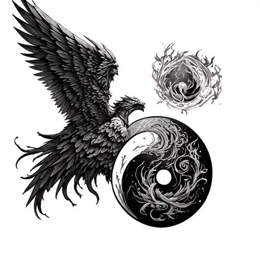 Chernobog Slavic God Battle Angel On Yin Yang Symbol