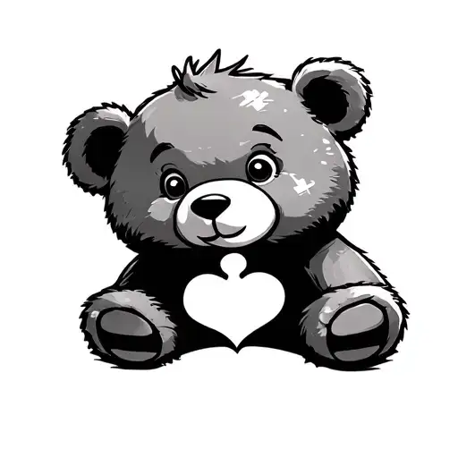 A Boy Simple Bear With A Puzzle Piece As The Heart