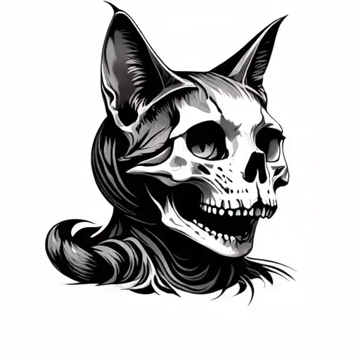 Cats Skull With Horns