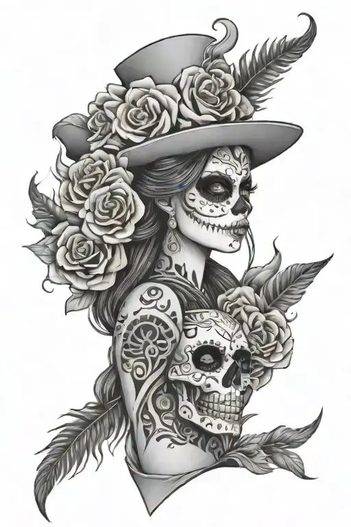 Day Of The Dead Girl With Fire And Skulls