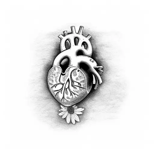 Human Heart With A Cat And Withered Flower