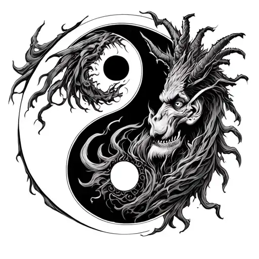 Chernobog Slavic God Battle On Yin Yang Symbol