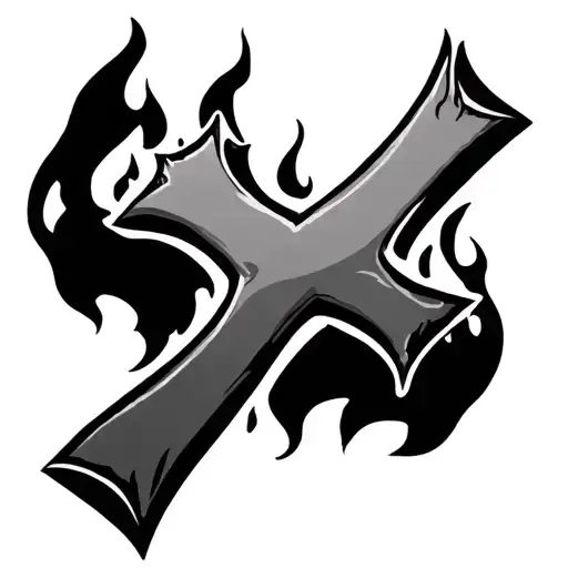 Cross And Flames Symbolizing Strength