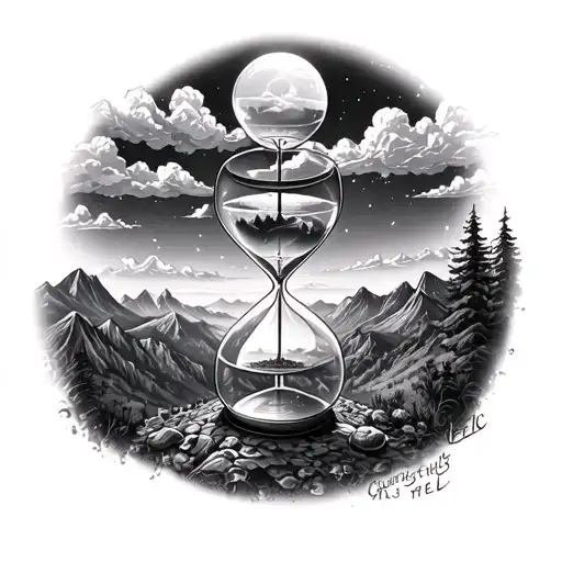 Mountains Valley Time Hourglass Christian Heaven Hell Half Sleeve