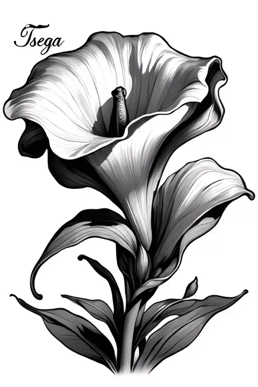 Calla Lily With Tsega Written Big Across The Flower