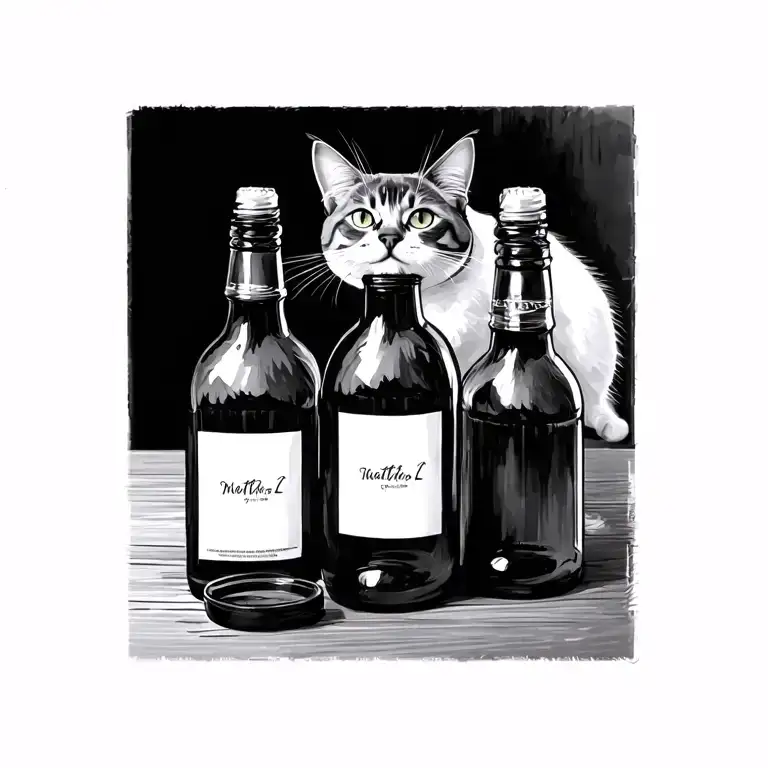 Line Bottles A Cat
