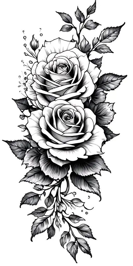 Roses And Mandala Design Incorporating Elements