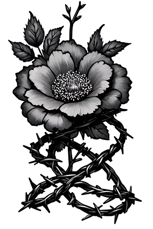 Floral And Barbed Wire Wrapped