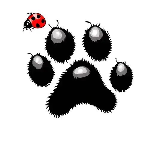 Dog Paw With Lady Bug