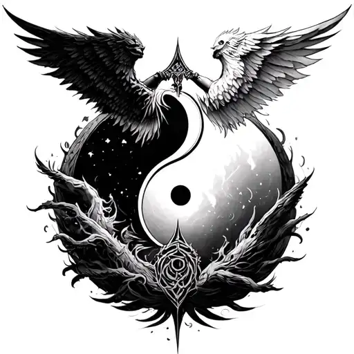 Chernobog Slavic God Flight Belobog Angel On A Yin Yang