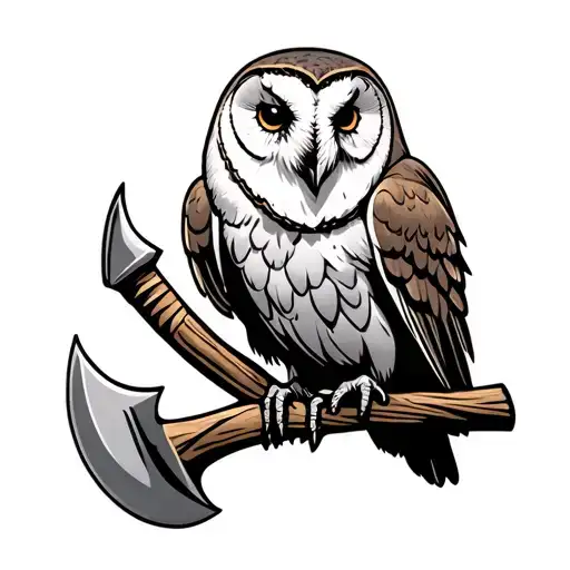 Barn Owl Holding An Axe