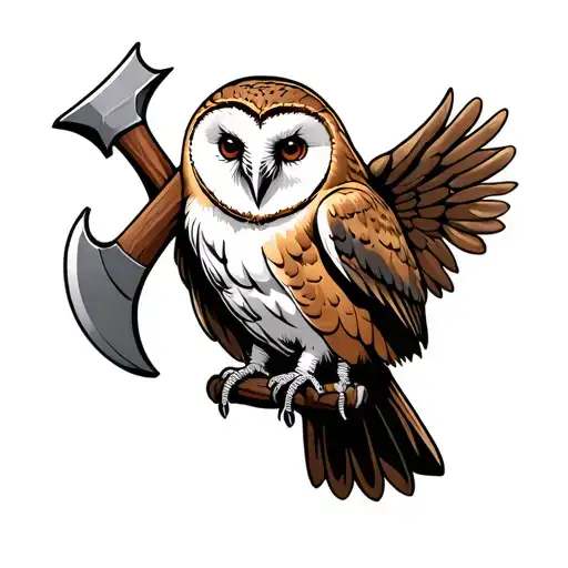 Barn Owl Holding An Axe