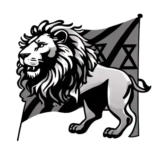 Lion Of Judah Flag In The Background