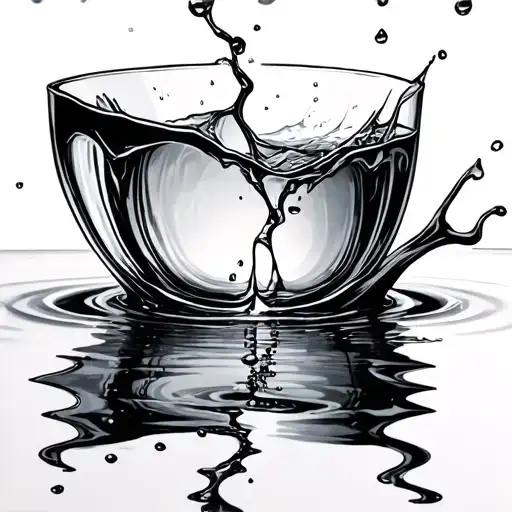 Glass With A Crack In It And Water Spilling Out As More Drops In