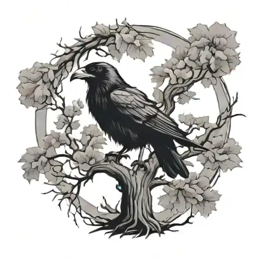 Tree Morphing Into A Raven Flying