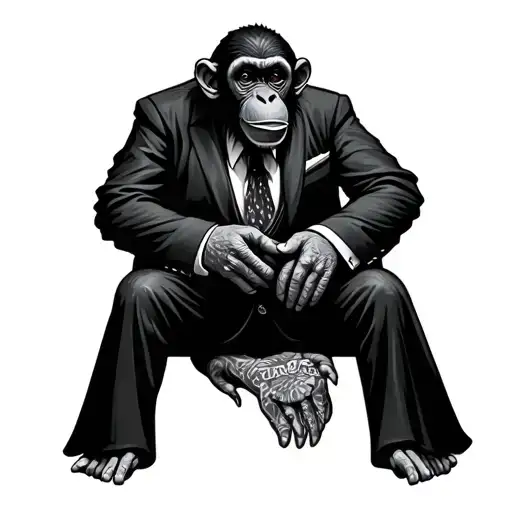 Three Wise Monkey Wearing Suit Holding