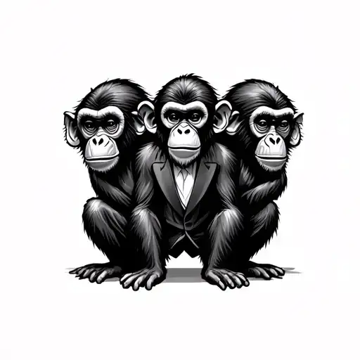 Three Wise Monkey Wearing Suit