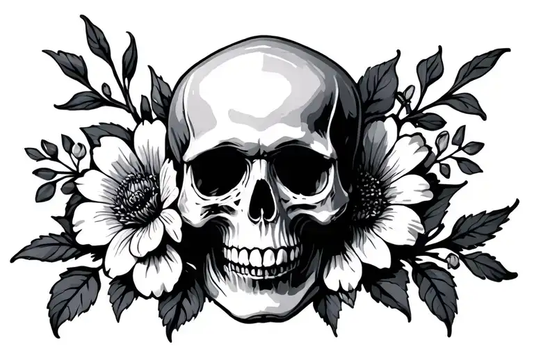 Skull Nad Flowers