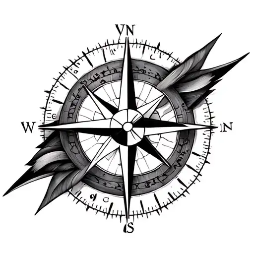 Compass Rose Within Fibonacci Spiral Merging
