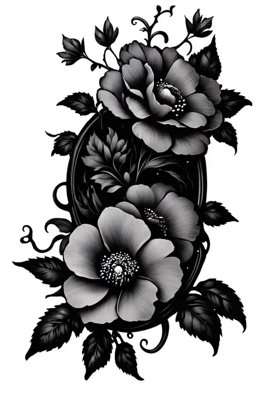 Fine Line Flowers And Vines Wrapped Round