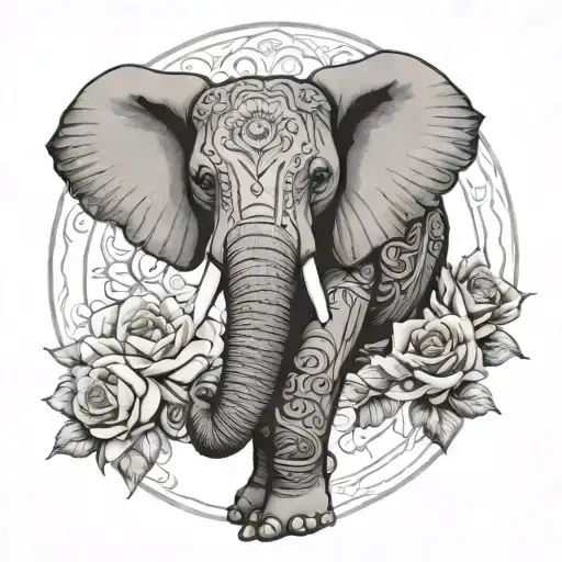 Elephant Mandala With Roses