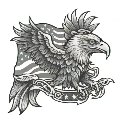 Mexican Eagle And American Flag