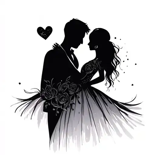A Simple And Elegant Silhouette Of A Mixed Couple In Love