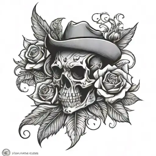 Western Style Tattoos With Skulls And Roses