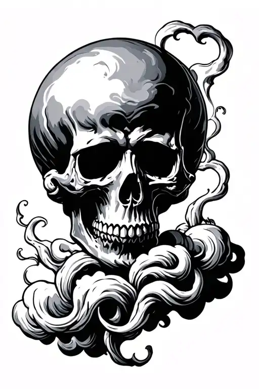 Occult Skull And Clouds