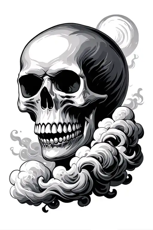 Occult Skull And Clouds