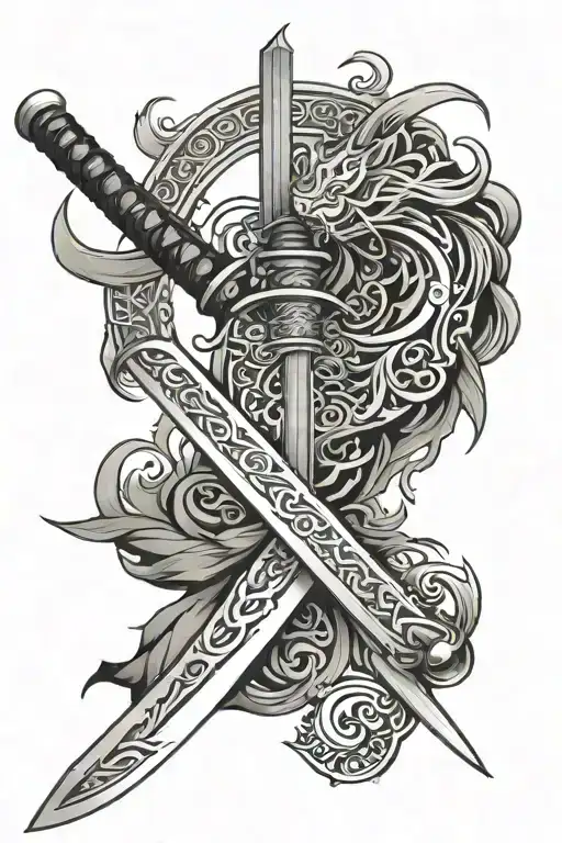 Katana Sword Shaded 45 Degree Side View Just Sword