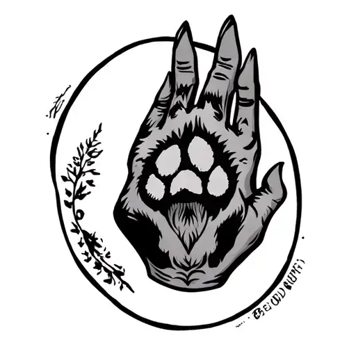 Paw Dog With Human Hand