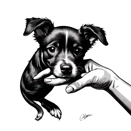 Paw Dog Touching Human Hand