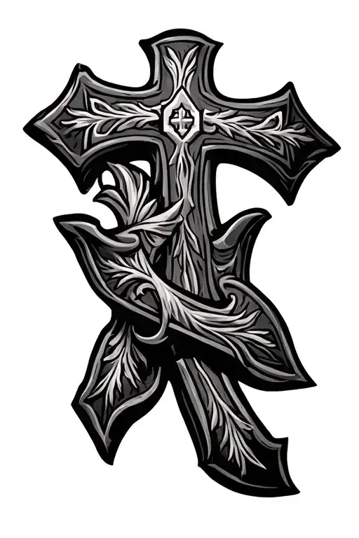 Western Leather Tooling With Cross