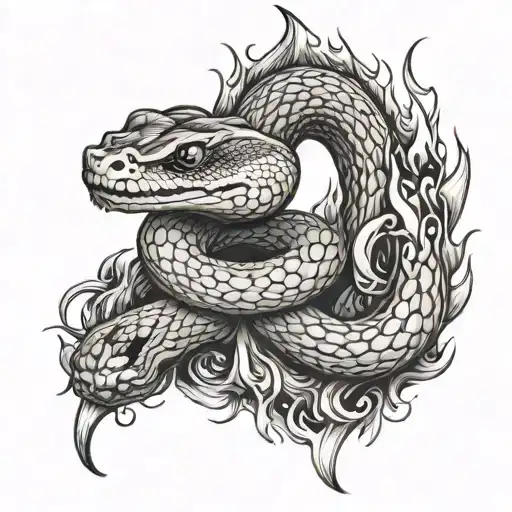 Snake And Fire Flames