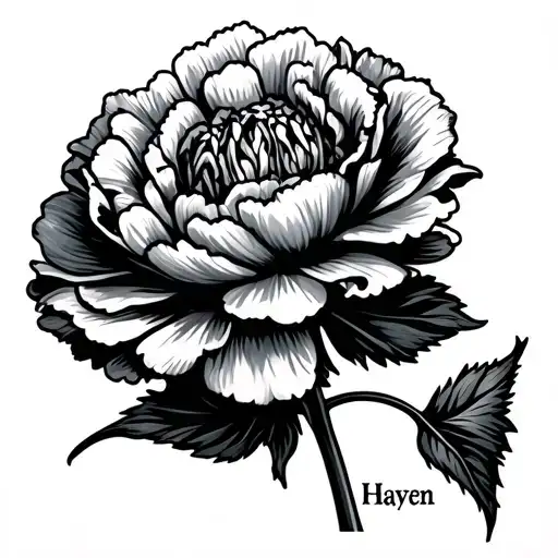 Carnation With Word 'Hayven' Under