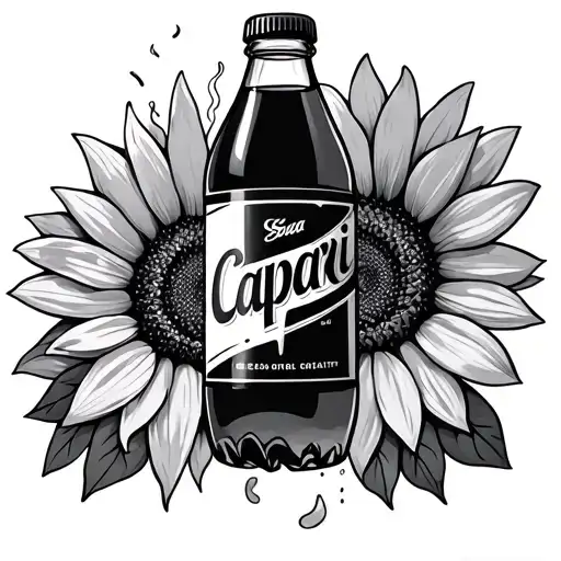 A Bottle Of Capari Soda With Sunflower With The Steam In It