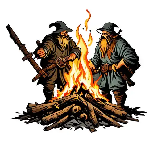 Dwarves Around A Fire