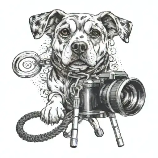 Photography Tripod With A Dog Leash Hanging From It