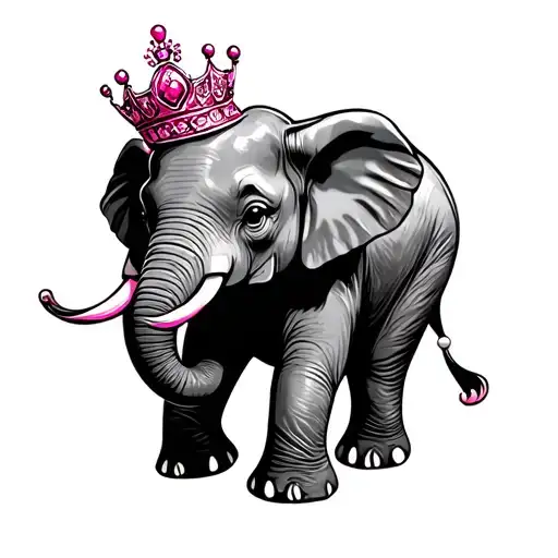 Elephant With Pink Highlites And Princess Crown