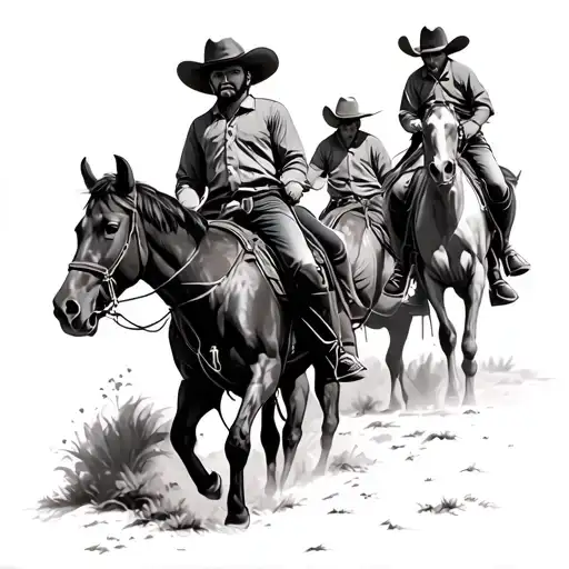 Western Cowboys On Horseback