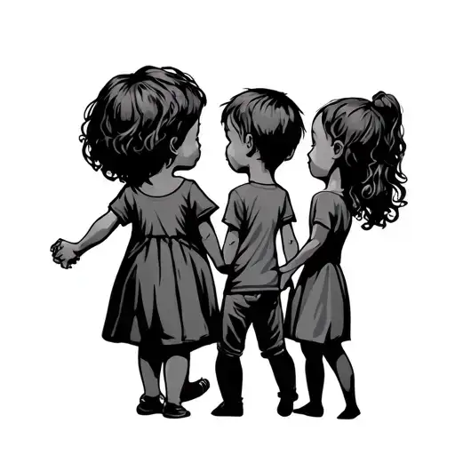 4 Sons 1 Daughter Holding Hands