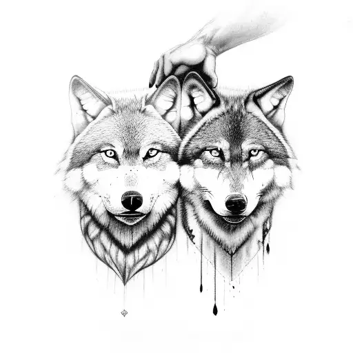 2 Wolves Black And White Representing Good And Evil Fighting With Each Other