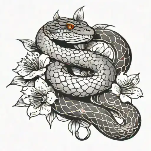 Cherry Blossom With Snake Wrapped