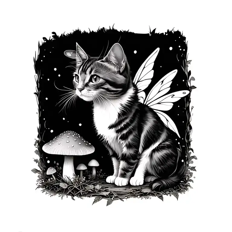 Cat And Mushroom Fairy