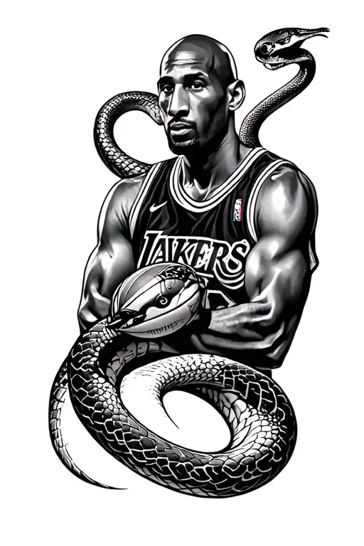 Kobe Bryant With Mamba Snake Slithering