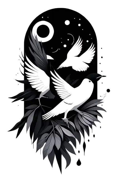 Geometric Nature Birds Sun