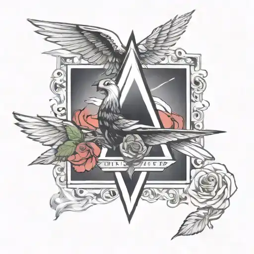 Eagle With A Rose On The Beak Which Slowly Merges Into An Aircraft