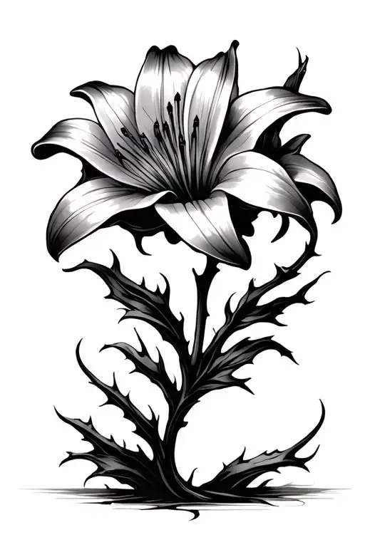 Lily Flower Within Thorn Veins